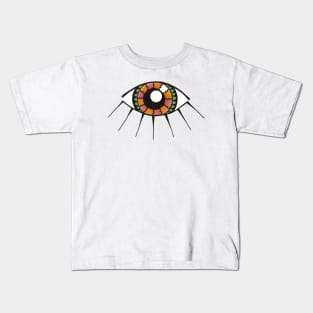 Boho Eye - Pink, Orange and Green Kids T-Shirt